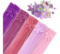 GUWINA 500Pcs Pastel Pink and Purple Pipe Cleaners 12'' Long 0.3'' Thick, Fluffy Chenille Stems Set, 5 Assorted Colors Fuzzy Sticks Craft Supplies for DIY Art, Flowers Making & Festive Decorations