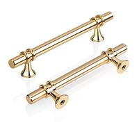 GUWINA 6pcs 96mm Gold T Bar Kitchen Cupboard Handles, Elegant Matte Golden Wardrobe Door Handle, Zinc Alloy Solid Drawer Pull Handle for Cabinet Furniture Sideboard, Furniture Handle with Screws
