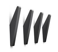 GUWINA Coat Hooks Wall Mounted, Heavy Duty Metal Single Coat Pegs for Hanging Coats Hats Towels Jackets Robe, Matte Black Modern Triangle Wall Hook for Door Hallway Bathroom Kitchen (4 Pack)