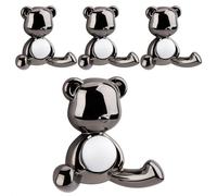 GUWINA Coat Hooks Wall Mounted Single, 4 Kids Coat Hooks for Wall Individual, Little Bear Double Coat Pegs Heavy Duty for Hanging Jacket Robe Dog Lead, Towel Hook for Bathroom Door Kitchen, Gun Black