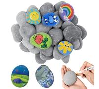 GUXLXAR Pack of 40 Pebbles for Painting, Stones Painting, 3-5 cm Pebbles for Painting, Natural, Smooth, Large Pebbles, Decorative Stones, Natural Stones, Smooth Flat Stones for Colourful Painting and
