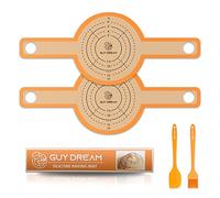 GUY DREAM 2PCs Non-stick Bread Sling - 8.3 Inch Reusable Bread Baking Mat & Silicone Dutch Oven Liner with Long Handles & 1 Set of Silicone Brush & Spatula