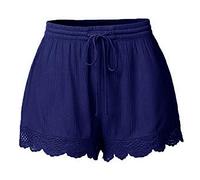 Guy Fawkes Night Deals Shorts Womens UK Summer Drawstring Cotton Elastic Waist Solid Color Casual Shorts Sport Pants Lace Rope Trousers Yoga Shorts Women Size P Amazon Outlet Clearance UK Overstock