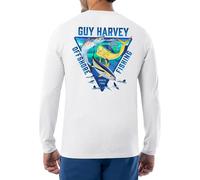 Guy Harvey Men’s Offshore Fish Collection Long Sleeve T-Shirt, Bright White/Trifecta, S