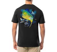 Guy Harvey Men’s Offshore Fish Collection Short Sleeve T-Shirt, Caviar/Mahi Palms, Medium