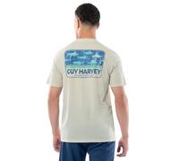 Guy Harvey Men’s Short Sleeve Lightweight Cotton Fishing Graphic T-Shirt, Bone White/Surf Patch, Large