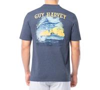 Guy Harvey Men’s Threadcycled Short Sleeve T-Shirt, Navy Heather/Sketchy Blue, Large