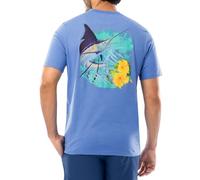 Guy Harvey Men's Adult Billfish Collection Short Sleeve Pocket T-Shirt, Azure Blue/Floral Sail, Large