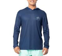 Guy Harvey Men's Eco Cast Perfomance Sun Protection Long Sleeve Hoodie, Ensign Blue/Gradient Bills, 3XL