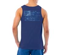 Guy Harvey Men's Fish Collection Graphic Tank Top, Estate Blue/Tonal Usa Flag, Large