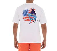 Guy Harvey Men's Floral Sail Short Sleeve Pocket T-Shirt, Bright White/Patriotic Turn, XXL