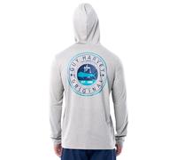 Guy Harvey Men's Long Sleeve Performance Hoodie, Sport Grey Heather/Scribble Mahi Circle, L