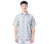 Guy Harvey Men's Short Sleeve Performance Fishing Shirt, Bright White/Lighthouse Toile, Medium
