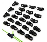 Guy Rope Tensioners Plastic Adjustable Guyline Cord Adjuster Anti Slip Wind Rope Buckles Quick Setup Lightweight For Camping Tents Tarps Awnings Outdoor Activities(Black, 24 Pcs)