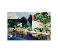 Guy Rose Painter's《The Garden Pool, Cannes》Art Poster Wall Art Scroll Canvas Picture Living Room Decor Home 16x24inch(40x60cm)