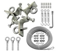 Guy Wire Ring Kit, Heavy Duty Stainless Steel Adjustable 3 Way Down Antenna Masts Guy Wire Clamp, Antenna Mount up to 2.4" Mast(Guy Cable Clamp Kit for Wall Mount)