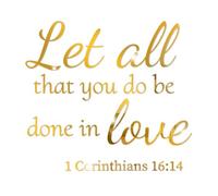 Guyakysk Let All that You Do Be Done in Love Mirror Scripture Wall Decals, Bible Quote Wall Stickers Peel and Stick, Vinyl Verse Wall Decor Motivational Words for Kitchen Home Office, Gold