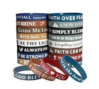 Guyakysk Scripture Bible Verse Bracelets Bulk, Silicone Christian Wristbands, Affirmation Motivational Quote Wrist Bands Unisex Religious Church Gift Accessories for Women Men, 20 Designs Set
