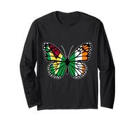 Guyana and Ireland Mix Butterfly Half Guyanese Irish Roots Long Sleeve T-Shirt