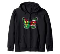 Guyana and Suriname Mix Butterfly Half Guyanese Surinamese Zip Hoodie
