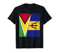 Guyana Barbados Half Flag Guyanese Barbadian Roots T-Shirt
