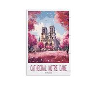 GuYaNa Cathedrale Notre Dame Paris Vintage Travel Poster Landscape 16x24inch(40x60cm) Canvas Wall Art Print Painting for Wall Decor Living Room Bedroom