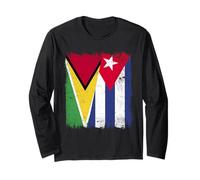 Guyana Cuba Half Flag Guyanese Cuban Heritage Long Sleeve T-Shirt