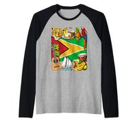 Guyana Flag Guyanese Roots Guyanese Heritage Guyanese Pride Raglan Baseball Tee