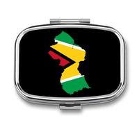 Guyana Flag Map Travel Pill Organizer 2 Compartments Pill Case Pill Box Containers for Purse Pocket