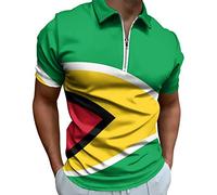 Guyana Flag Men's Polo Shirts Short Sleeve Golf Tennis T-Shirt Casual Work Tee Tops M