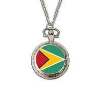 Guyana Flag Pocket Watch | Quartz National Flag Watch | Handcrafted Patriotic Gift | Vintage-Style Timepiece | Gift for Proud Guyanese & Collectors