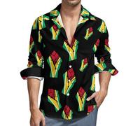 Guyana Flag Resist Mens Shirts Long Sleeve Hawaiian Shirt Button Down Summer Tops S