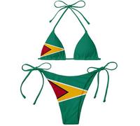 Guyana Flag Women Micro Sexy Bikini Bra Set Summer Beachwear Sexy Beach Two Pieces Bathing Suits Swimwear, Blue, S-M