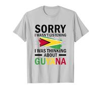 Guyana Guyanese Flag T-Shirt, Men, Silver Grey, X-Large