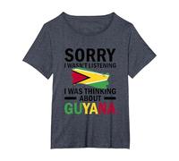 Guyana Guyanese Flag T-Shirt, Women's Plus, Heather Blue, 3X
