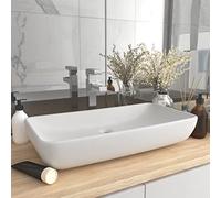 GuyAna Luxury Basin Rectangular Matt White 71x38 cm Ceramic,Cloakroom Basin Hand Washing Sink, Modern Design Gloss CounterT O P Basin Cloakroom Sink for Bathroom Lavatory, Vanity Cabinet