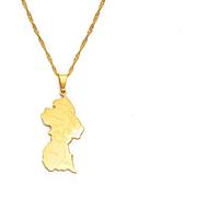 Guyana Map City Pendant Necklace Republic Of Guyana Map Stainless Steel Necklace, 60cm, Copper, Agate