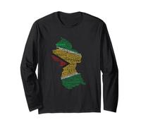 Guyana Map, Guyanese Flag, Guyana in World Languages Long Sleeve T-Shirt