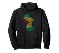 Guyana Map, Guyanese flag, Guyana in world languages Pullover Hoodie
