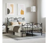 GuyAna Metal Bed Frame with Headboard and Footboard Black 120x200 cm,Platform Bed Frame,For Adults, Kids, Teenagers, Underbed Storage Space,Easy Assembly