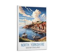 GuYaNa North Yorkshire Whitby England Vintage Travel Posters Landscape 12x18inch(30x45cm) Canvas Wall Art Print Painting for Wall Decor Living Room Bedroom