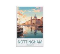 GuYaNa Nottingham England Vintage Travel Posters Landscape 20x30inch(50x75cm) Canvas Wall Art Print Painting for Wall Decor Living Room Bedroom