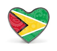 Guyana Paisley Flag Heart Brooch Cute Badge Lapel Pins