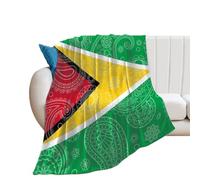 Guyana Paisley Flag Throw Blanket Soft Flannel Bed Blankets