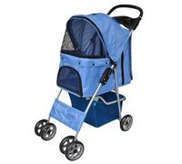 GuyAna Pet Travel Stroller Dog Cat Pushchair Pram Jogger Buggy with 4 Wheels,Folding Pet Stroller Dog/Cat Travel Carrier Blue