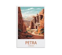 GuYaNa Petra Jordan Vintage Travel Poster Landscape 12x18inch(30x45cm) Canvas Wall Art Print Painting for Wall Decor Living Room Bedroom