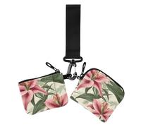 Guyana Regia Lily Red Women's Wallets Card Cases Slim Detachable Zipper Coin Purse Wallet with Keychain for Women 2 Packs, Guyana regia lily red, One Size, Casual