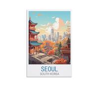 GuyAna Seoul South Korea Vintage Travel Poster 08x12inch(20x30cm) Canvas Wall Art Print Painting for Wall Decor Living Room Bedroom