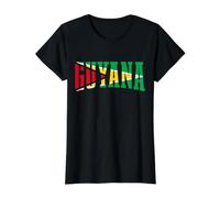 Guyana Sports Style Retro Guyanese Flag Pride Value Graphic T-Shirt, Women, Black, S