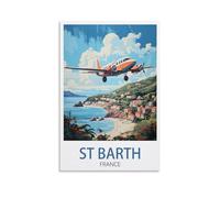 GuYaNa St Barth France Vintage Travel Posters Lake 08x12inch(20x30cm) Canvas Wall Art Print Painting for Wall Decor Living Room Bedroom